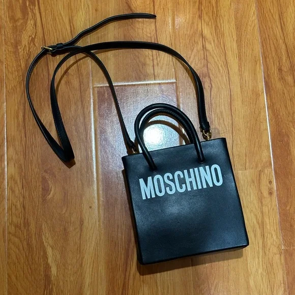 Moschino | Bags | Moschino Mini Black Logo Leather Crossbody